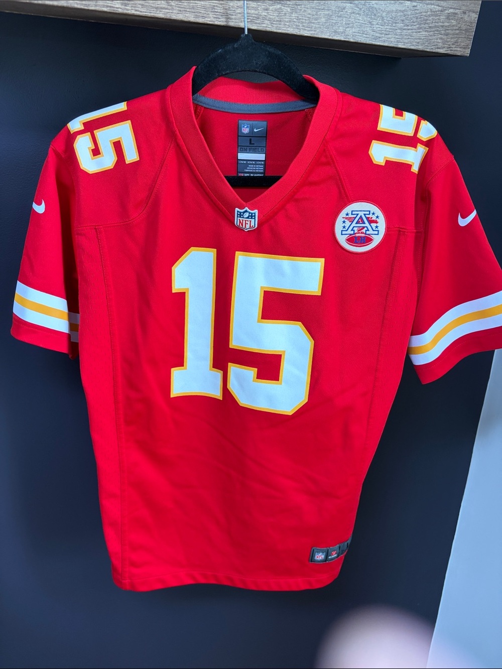 Nike Kids NFL Patrick Mahomes Red Football Jersey #15 with White & Gold Accents!